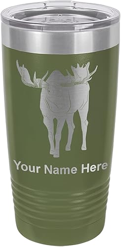 LaserGram Vaso aislado al vacío de 20 onzas, alce, grabado personalizado incluido (camuflaje verde)