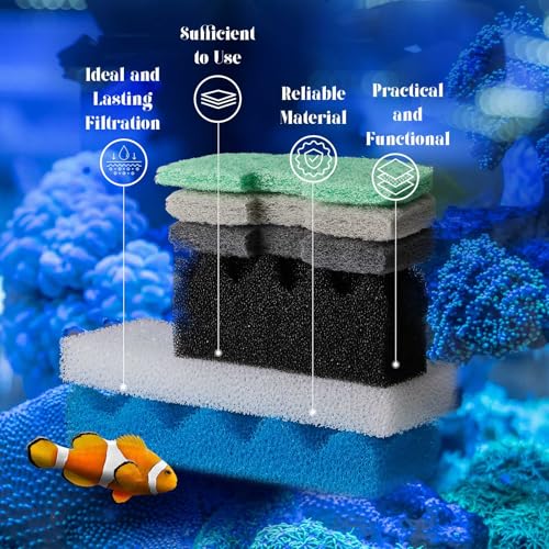 Image of Threlaco 32 Pcs Aquarium Replacement Maintenance Kit Compatible with Fluval 206 /207 Filter Media Including Biological Sponge, Ammonia /Phosphate /Nitrite Remover Pad, Aquarium Towel, Grease