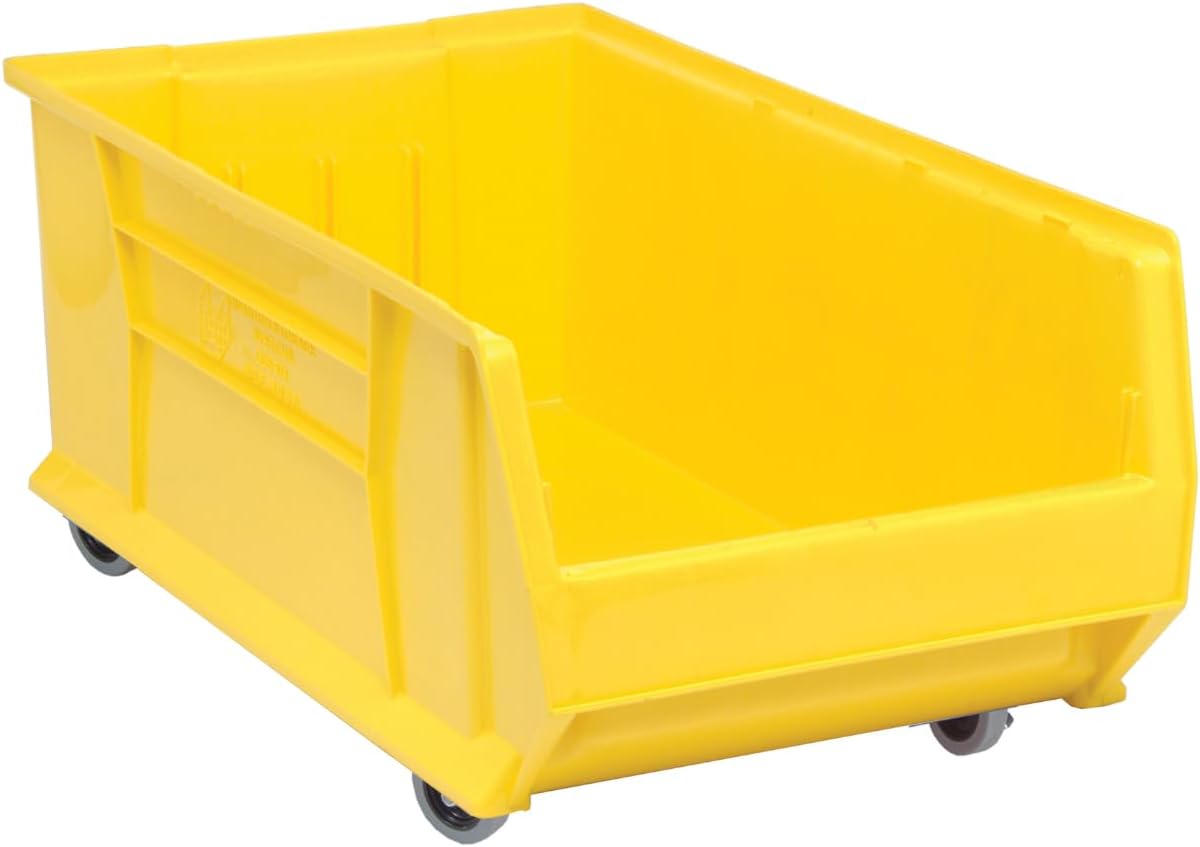 QUANTUM STORAGE SYSTEMS QUS984MOBYL Hulk Mobile Heavy Duty Part Organizer Yellow Bins 30" L x 17" W x 14" H