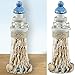 Deko Leuchtturm │ Holz Seil Fischernetz Muscheln H12,5cm │ weiß blau grau Maritime Dekoration │ Leuchtfeuer Richtfeuer (1 x Leuchtturm H12cm)