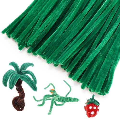 Image of Caydo Dark Green Pipe Cleaners for Crafts, 200 Pieces | Fluffy Chenille Stems Bulk for Kids Art Craft Projects and Home Decorations,12 Inch x 6 mm