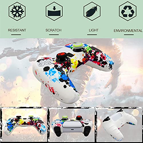 Image of Silicone Skin for Ps5 Controller, 2pcs Anti-Slip Shell Cover Case with 10 Joystick Grips, 2 Pairs L2 R2 for Playsation 5 Controller Wireless Gamepad