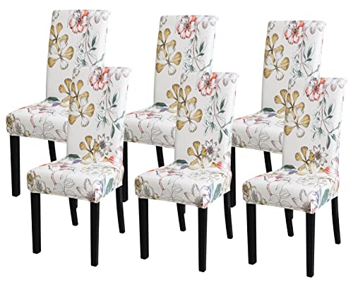 Forcheer Chair Covers For Dining Room Set Of 6,Stretch Kitchen Chair Slipcover 6 Pieces, Parson Chair Cover 6 Pack, Washable And Removable (Colorful Flowers) #TOP11