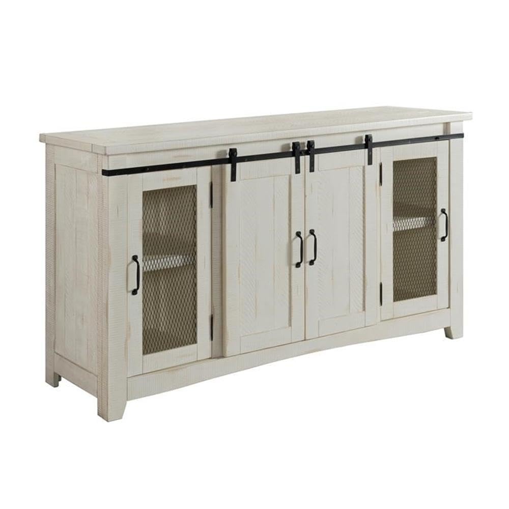 Martin Svensson Home Rustic 65” Solid Wood TV Stand with Storage, All Antique White