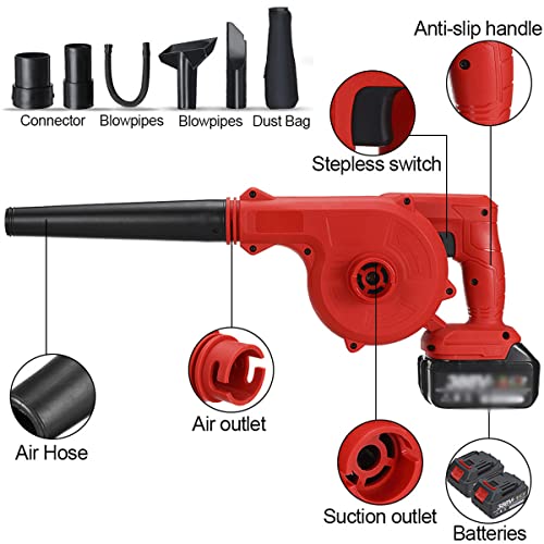 2-in-1 Electric Leaf Blowers & Vacuums, Lightweight Garden Blower with 2X 21V Batteries and Charger, Multiple Working Head, for Snow/Patio/Deck/Garden Cleaning/Garage Dusting - Image 3