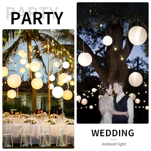 Image of 24 Pack Paper Lantern Lights, Mini LED Battery Operated Lights, Waterproof, Hanging Decorative Lights for Wedding Camping Party Balloon Lanterns Christmas, Last 36 Hours- White