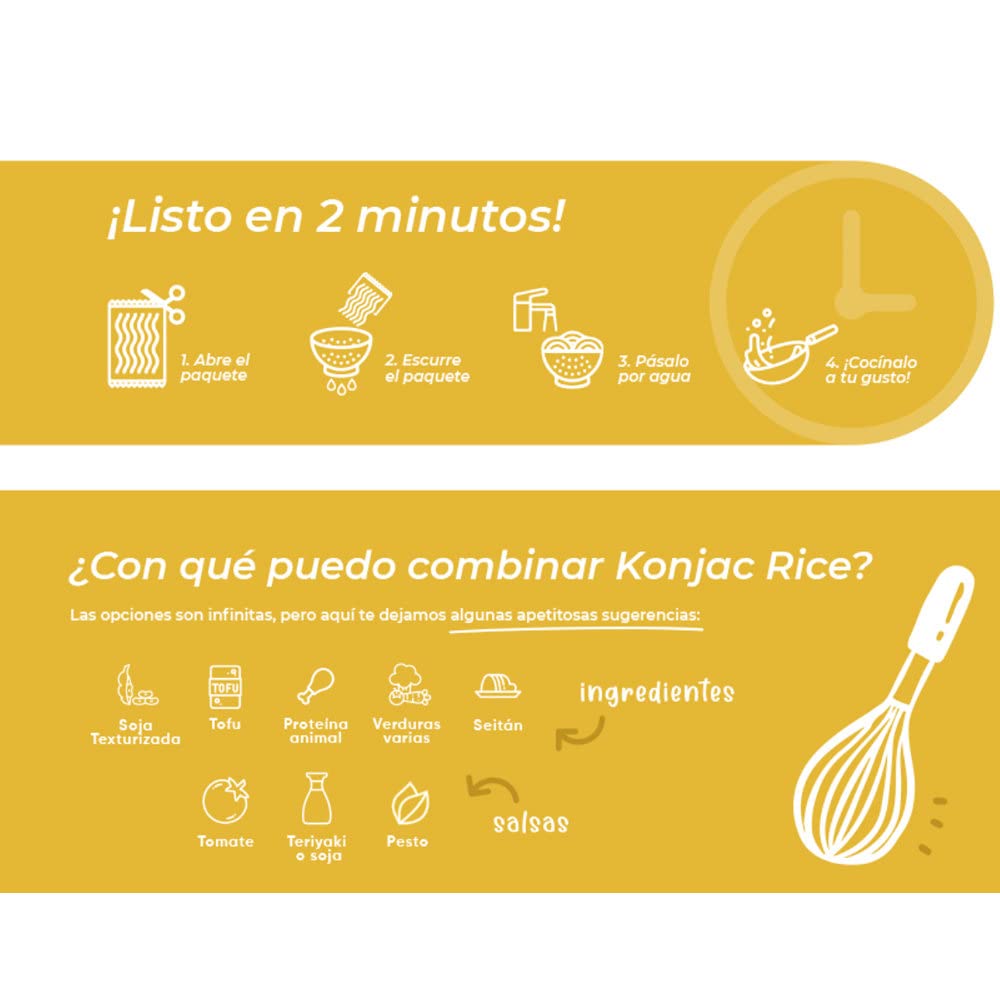 PROFIT - Konjac Rice - Arroz elaborado con Glucomanano Konjac - Bajo contenido en calorías - Ideal para dietas hipocalóricas - Libre de gluten y lactosa - 200 gr - 4