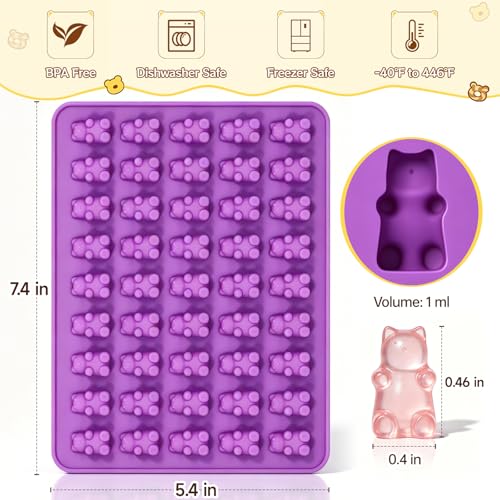 Image of Gummy Molds Gummy Bear Mold - Mini Size Chocolate Candy Molds with 2 Droppers Nonstick Food Grade Silicone Molds Pack of 4