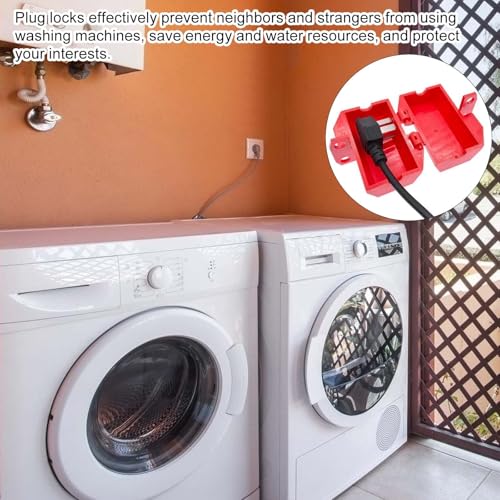 2 Stück Stromstecker Schutzbox, Waschmaschinen Schloss mit Schloß und Schlüssel, Stromstecker Schutzbox mit Schloss, Stecker Tresor, Waschmaschinen-Steckerschloss für Waschmaschine und Stromkabel
