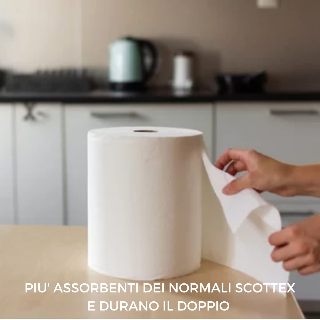 ZPAPER 𝗡𝗢𝗩𝗜𝗧𝗔' - 12 Rotoli Asciugatutto - Rotoloni Asciugatutto. Pura Cellulosa, 2 Veli. Bobine carta asciugatutto