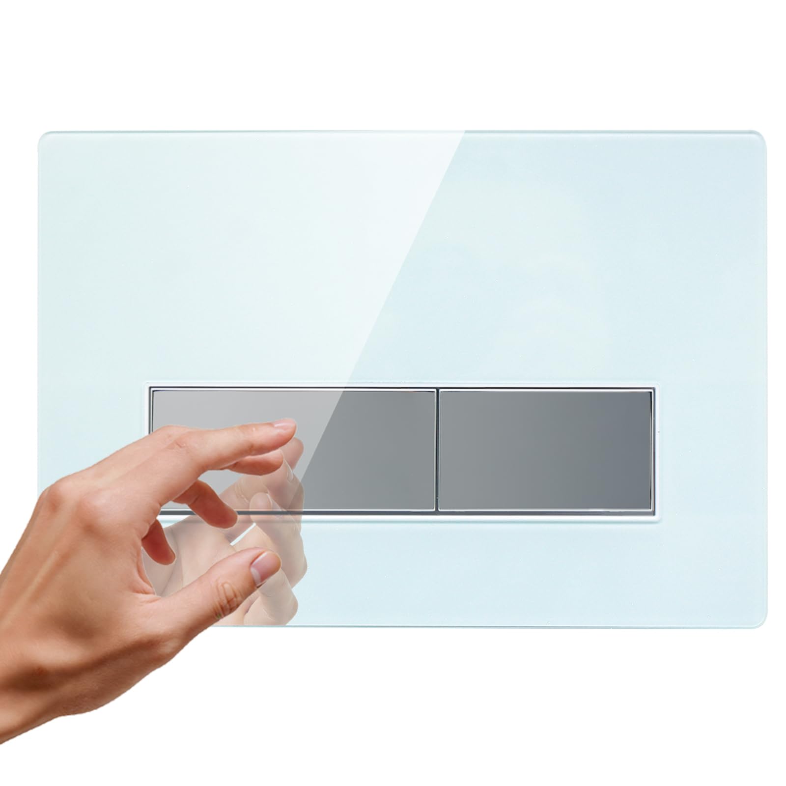 Placca di Comando WC Vetro Temperato per Geberit Sigma,Bianco | per Sigma 01/20/30 Cassetta Scarico Incasso,Risciacquo a due Quantità,UP300/UP320,246 × 164 mm