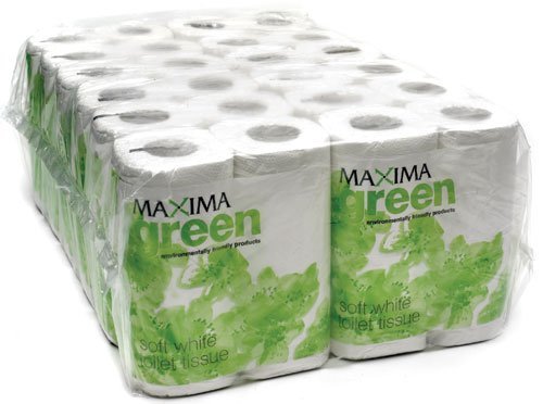 72 x Maxima Green Toilet Roll's 2-Ply 320 Sheets White