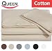 Cotton Sateen Queen Bed-Sheet-Set Beige - 4 Piece Bedding Set, Flat Sheet, Fitted Sheet and 2 Pillow Cases- Breathable, Cozy & Comfortable, Hotel Quality Extremely Durable - By Utopia Bedding (Queen, Beige)