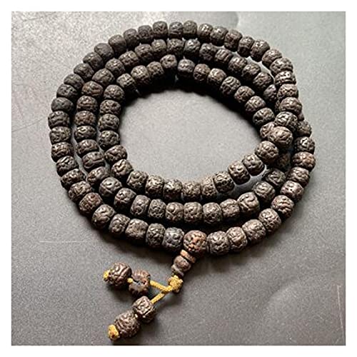 Bracelet Rudraksha 108 grains Bodhi noir antique pour homme et femme
