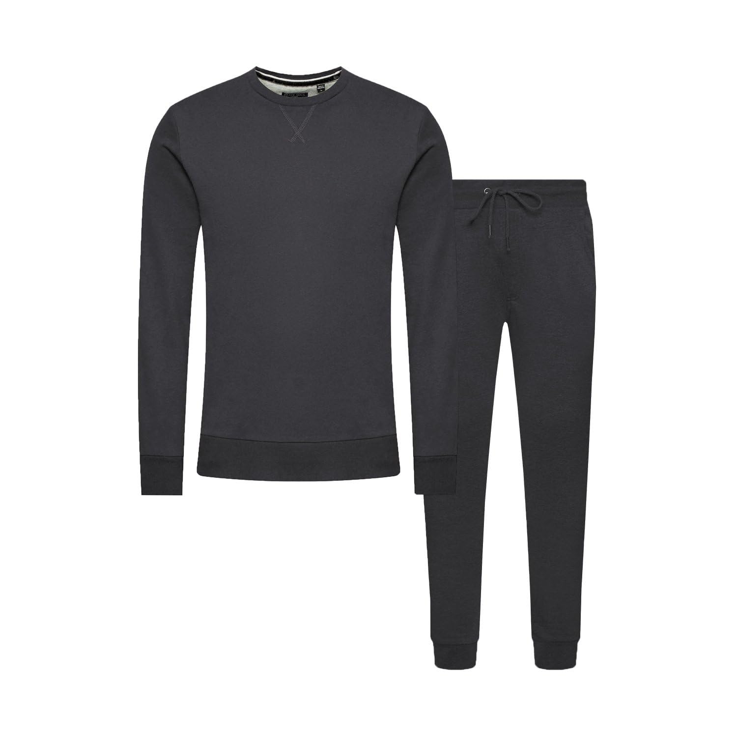 BRAVE SOUL Blank Tracksuit Sweatshirt & Joggers Set-Charcoal-Medium