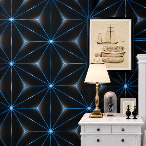 Image of Wings Star Wall Stickers DIY Wallpaper (45 x 500 CM, Blue & Black) | Self Adhesive PVC Roll | Home Decoration for Living Room Hall Bedroom | Easy Peel and Stick Decor Paper