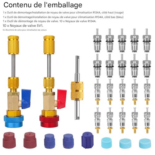 Extracteur de bille de valve pour climatisation de véhicule avec clés