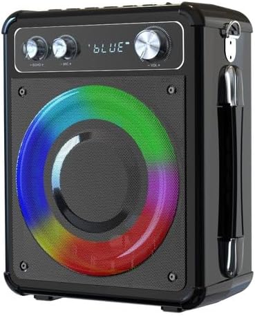 BONAOK Máquina de karaoke, altavoz Bluetooth portátil con dos micrófonos inalámbricos, sistema PA con luz LED para fiestas en casa interiorexterior,