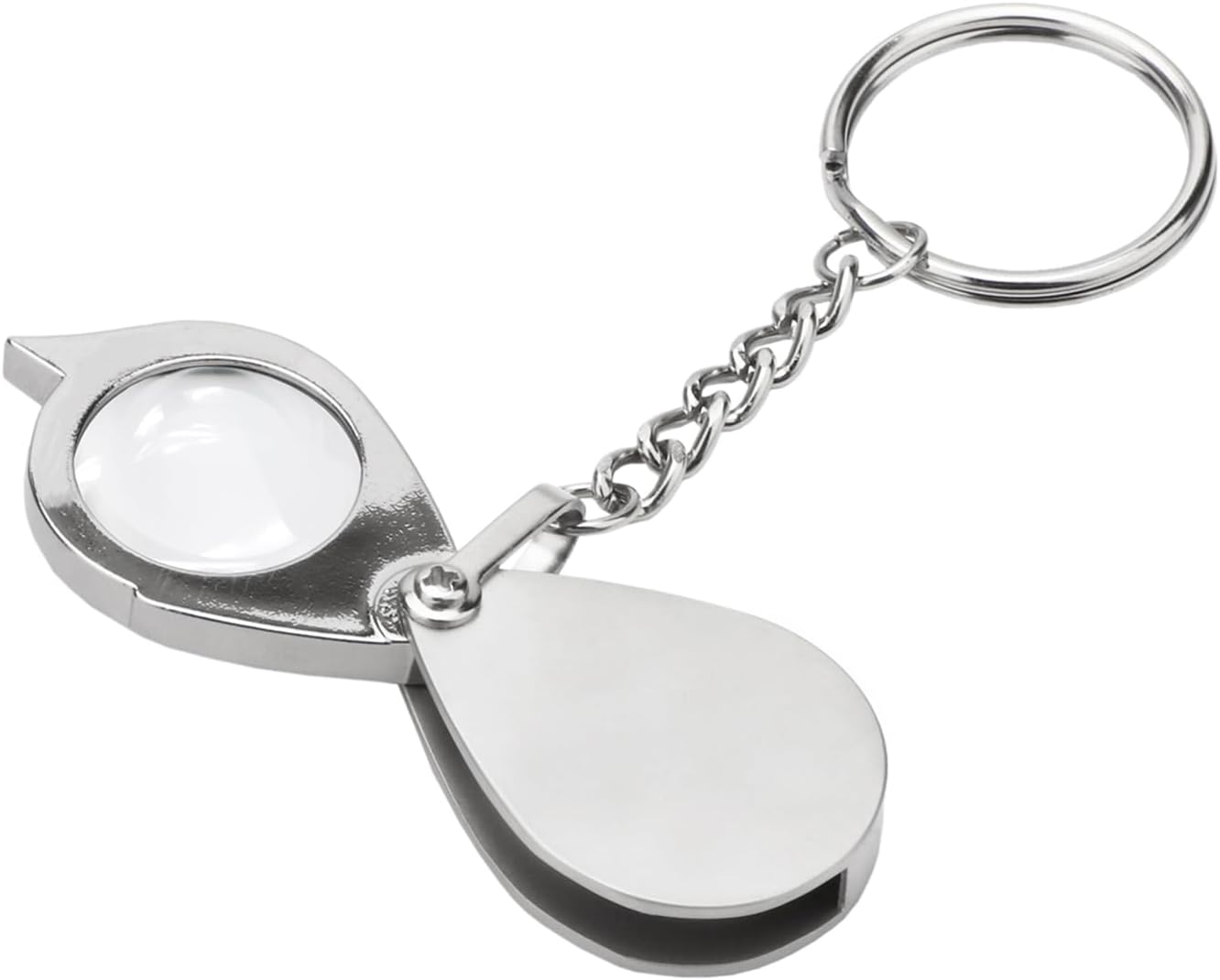 Rongon Small Pocket Magnifying Glass 10X Jewelers Loupe Magnifier Folding Magnifying Lens Keychain Jewelry Loop for Apply to Reading Science Jewelry Hobbies Books