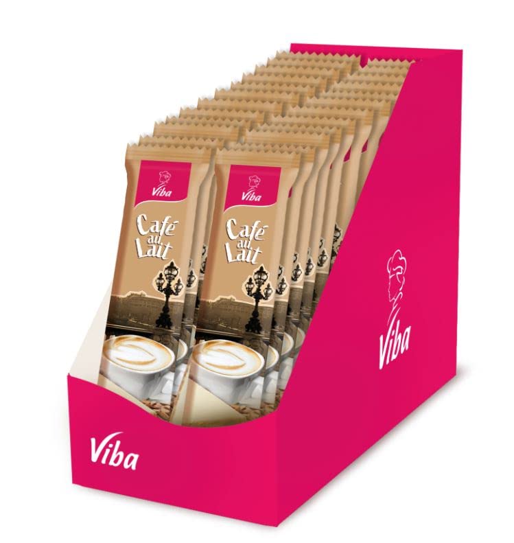 Viba Genussriegel Café au Lait Vorratspack 24 x 35 g – Milchriegel mit feiner Kaffeenote, Haselnusskrokant & Cornflakes – Schokoladen-Snack für Kaffee-Fans