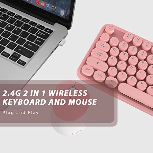 Image of Kootop Wireless Keyboard and Mouse Combo, 2.4G Typewriter, Pink