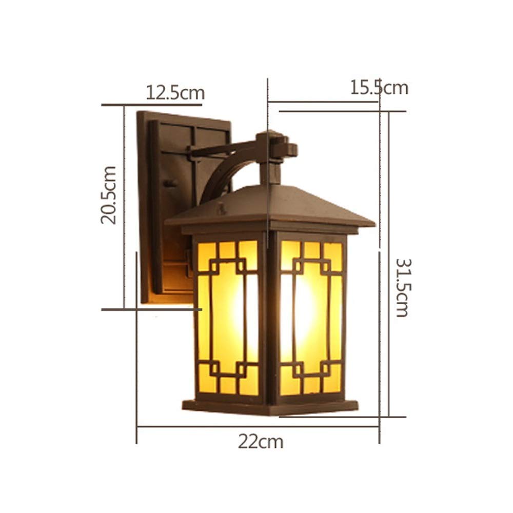 Buitenwandlamp, traditionele oosterse verlichting, waterdichte wandlamp van gegoten aluminium, buitenlamp voor veranda, tuin en terras (zwart