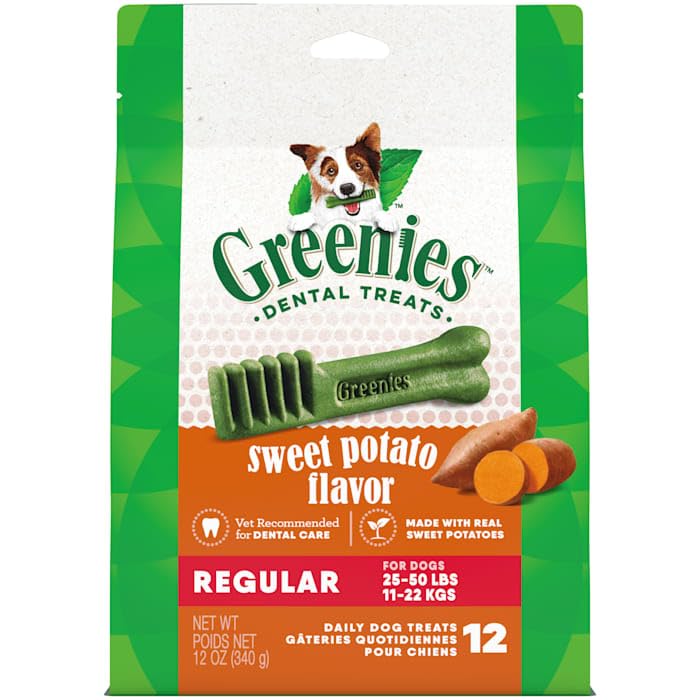 GreeniesNatural Sweet Potato Flavor Dental Dog Treats 12 oz. Count of 12 Regular