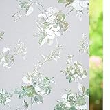 rabbitgoo Window Privacy Film, 3D Decorative Frosted Glass Coverings, UV Sun Blocking Window Clings, Static Cling Door Glass Stickers, Window Tint for Home Bathroom 17.5'x78.7'