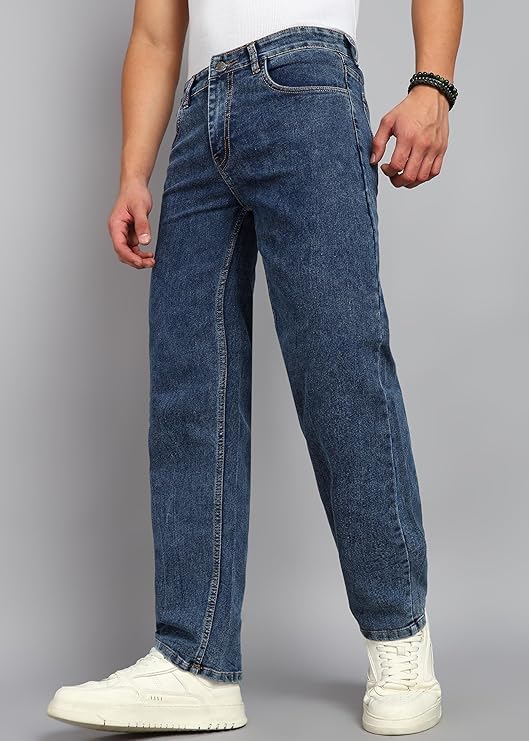 Image of Men's Baggy Fit Jeans, Loose Fit High Rise Denim Pants, Casual Streetwear Style for Everyday Comfort