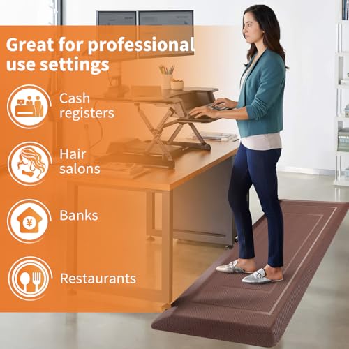 Image of UKISS 9 /10 inch inch Extra Thick Cushioned Anti Fatigue Kitchen Mat, Waterproof High Density Foam Standing Desk Mat, Non-Slip Ergonomic Comfort Mat for Kitchen, Office,Workstation Black (Brown, 20 inch X 48 inch)