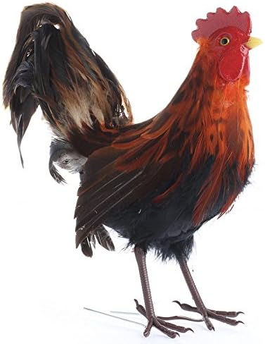 Artificial Barn Yard Old English Game Rooster with Real Natural Feathers by Factory Direct Craft - Rooster Chicken for Home Decor Photo Movie Stage Prop and Other Displays