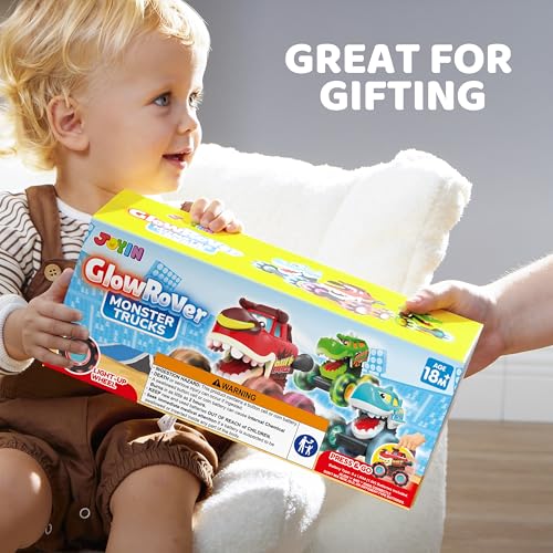 JOYIN 3 Pack Monster Truck Toy - Motion Activated Light-Up Cars for Toddlers - Monster Treads Lightning Wheels - Baby Toy Press & Go Cars for Boys Girls