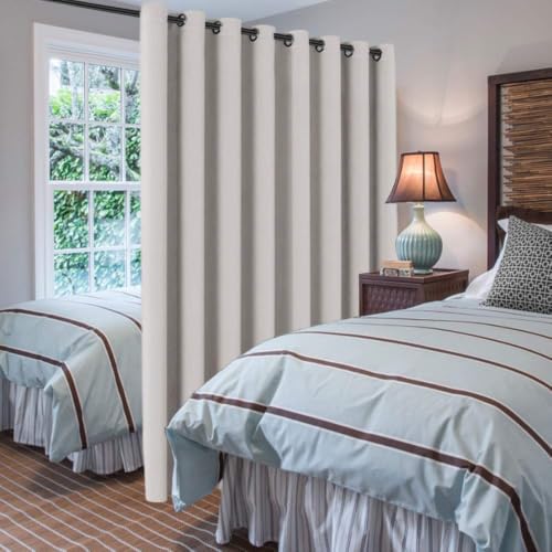 Image of H.VERSAILTEX Blackout Patio Curtains 100 x 90 Inches for Sliding Door Extral Wide Blackout Curtain Panels Thermal Insulated Room Divider - Grommet Top, 7.5' Tall by 8.3' Wide - Stone