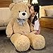 Simpatico Orso Gigante Peluche Peluche Orsacchiotto Bambola Cuscino Bambini Ragazze Regalo di Compleanno Popolare 105 cm Marrone Chiaro Light