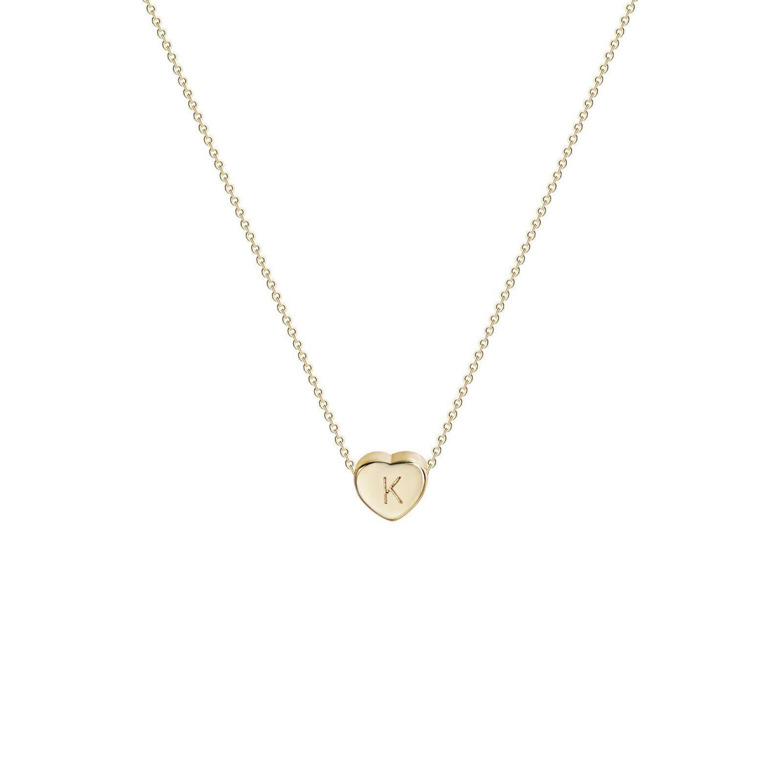Tiny Gold Initial Heart Necklace-14K Gold Filled Handmade Dainty Personalized Letter Heart Choker Necklace Gift For Women Necklace