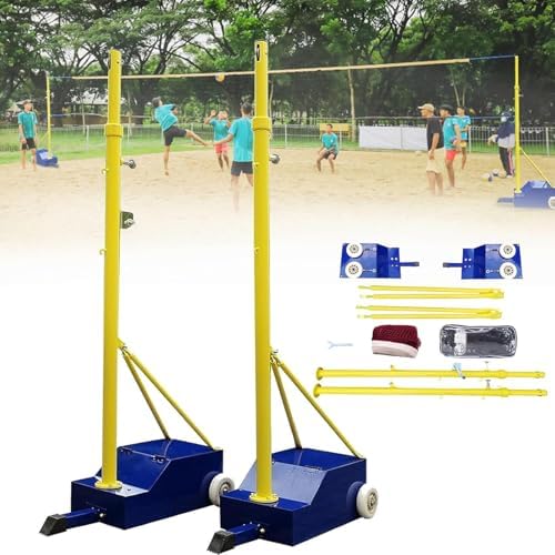 Adjustable Portable Volleyball Net Set - 5-6FT Height, Includes Poles, Ideal for Outdoor Sports, Perfect for Adults & Youth, Durable Banton Stand, Easy Setup, Green