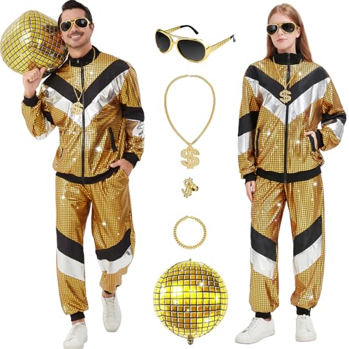 Survêtement de fête disco tenue rétro années 70 80 90 Ezuwail pour couple