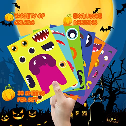 Funnlot Halloween Stickers For Kids Halloween Party Games Stickers For Kids Monster Stickers 30Pcs Make A Monster Stickers Diy Monster Stickers For Kids Classroom #TOP4
