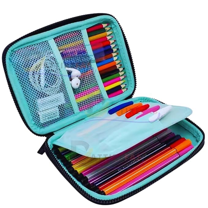 Image of Canvas 7D Dragon Dinosaur Animal Pen Pencil Case with Multi Compartments, Compass Box Pouch for Kids, School Students Stationery Items Geometry Box Cosmetic Zip Pouches Bag (Multicolor)