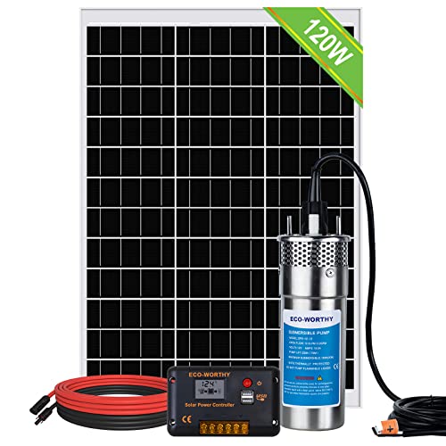 Bombas de Agua Solar DCHOUSE Bomba agua solar, 12V Azul, +120W Solar Panel K...