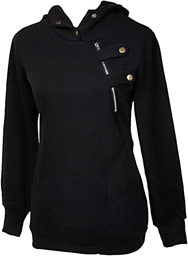 WmN FSHN Women's Casual Warm Fleece Hooded Sweatshirt W101, Black X-Large Apparel