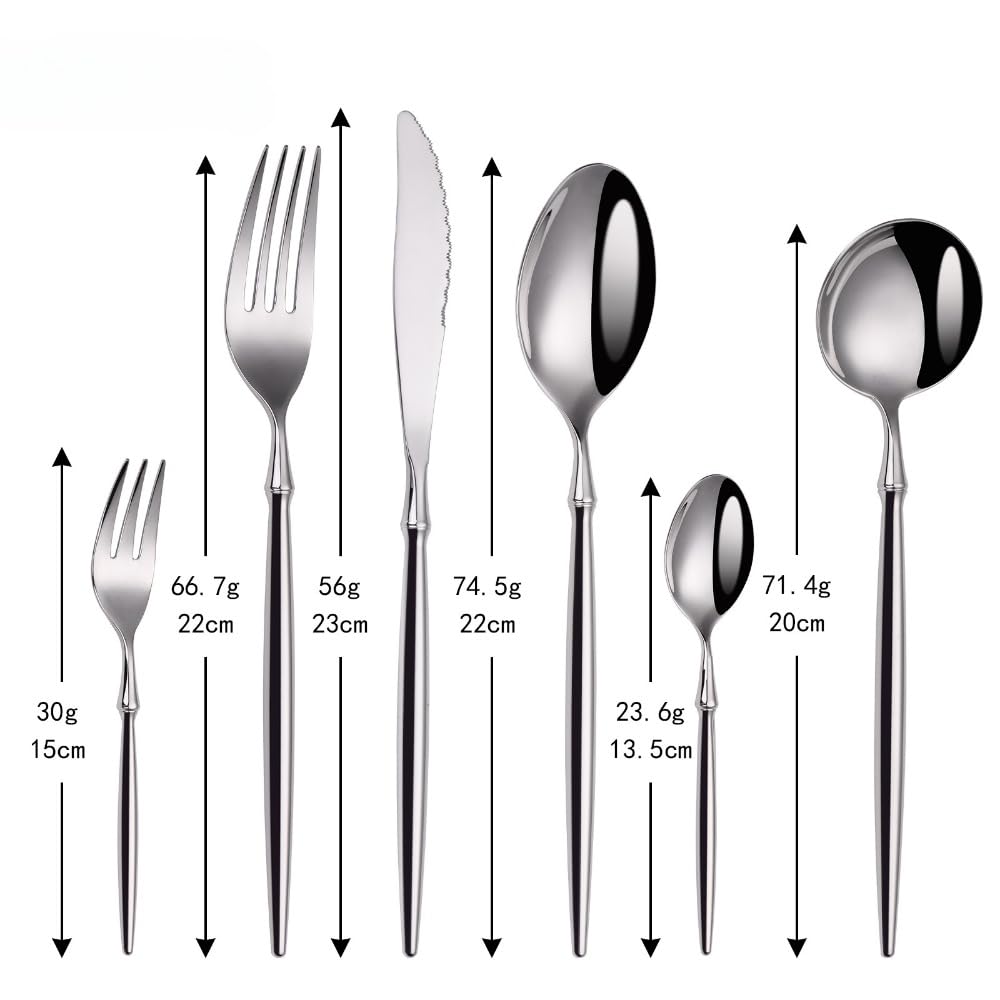 Juego de Cubiertos, Juego de Cubiertos de Acero Inoxidable, plástico Transparente, Juego de Cuchara, Cuchillo y Tenedor, Mango sólido Martillado/Brillante, Cubiertos de Acero Inoxidable, vajilla,