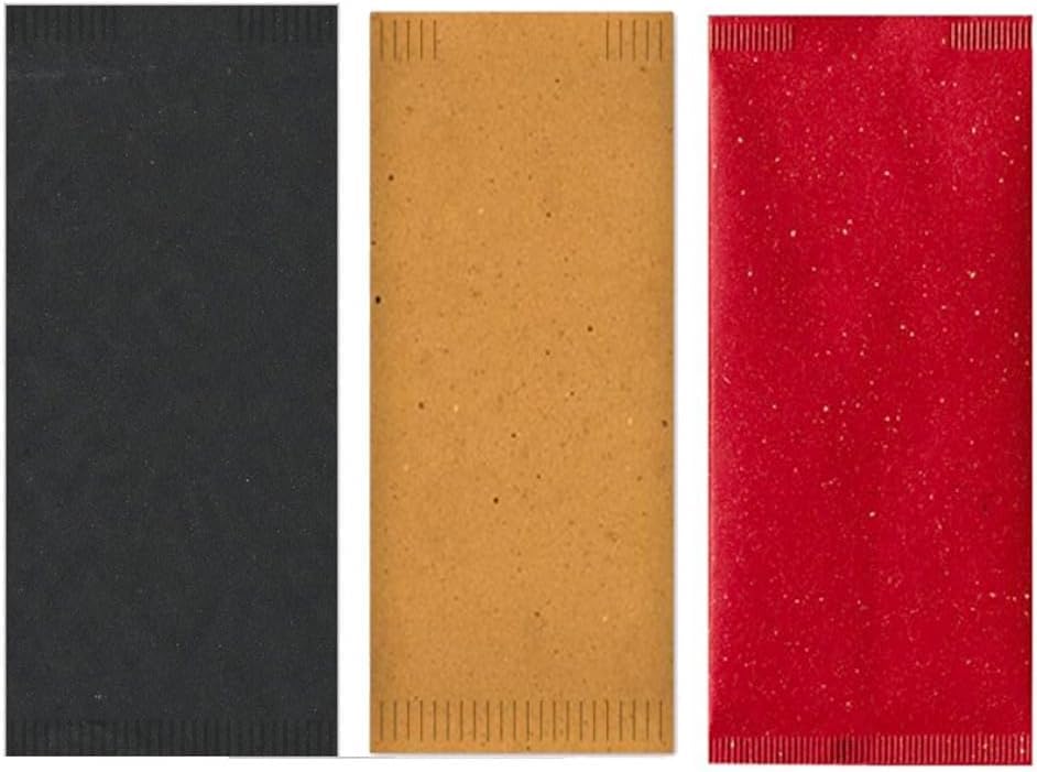 100 Buste portaposate di carta paglia 11x24 monouso con Tovagliolo Doppio Velo - Buste carta Porta Posate coltello forchetta cucchiaio per bar, pizzerie, ristoranti avana o bordeaux o nero (NERO)