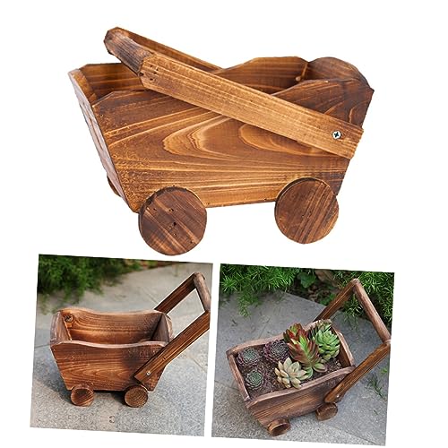 GANAZONO Cartoon Cart Shape Flower Pot for Succulents and Natural Nursery Basin with Drainage for Home Decoration