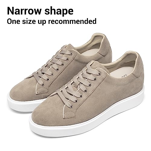 CHAMARIPA Men's Soft Suede 2.36 Inches Taller Hidden Heel Skate Shoes Premium Leather Comfortable Height Increasing Elevator Casual Fashion Sneakers Black2