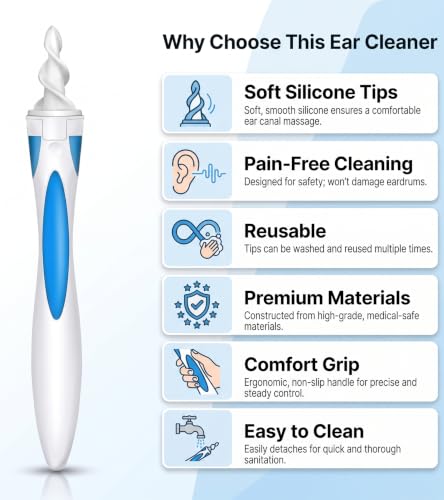 Image of Earwax Removal Product, comes with 16 Soft and Flexible Replacement Heads, Ear Cleaner, The Most Suitable for Removing Earwax, Earwax Removal Tool, The Best Choice for Removing Earwax