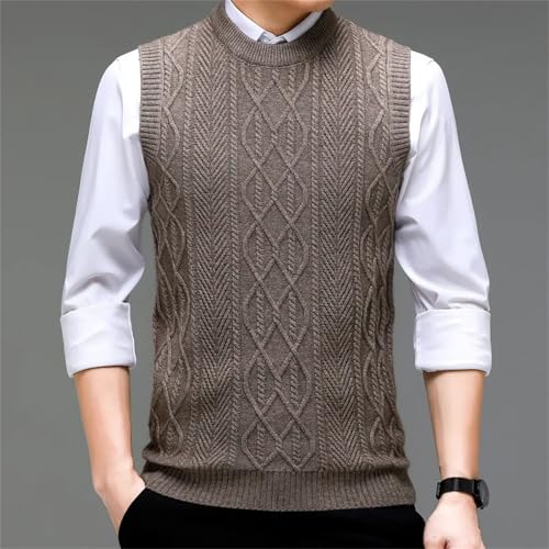 Men's Fashion O-Neck Knitted Sleeveless Sweater Vest - Young Men's Solid Color Warm Top3