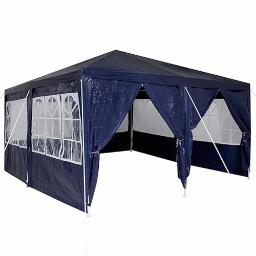 Partyzelt 4x4 m mit 8 Seitenwänden – Blaues PE-Polyester Freizeitzelt für Garten, Camping & Outdoor – Wasserdicht & Stabiles Freistehendes Shelter für Feste & Events