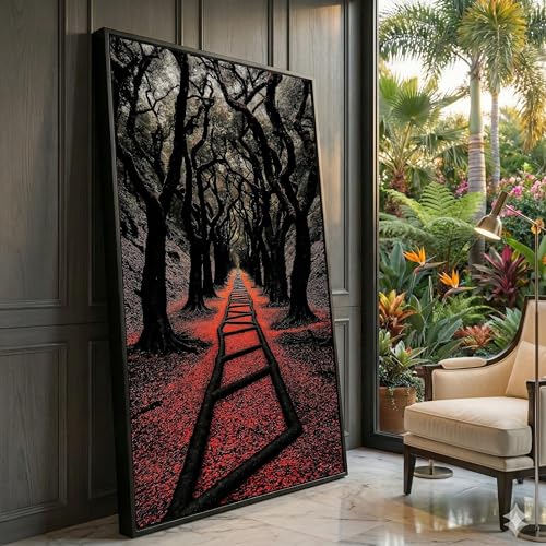 Sentier de feuilles d'automne sur toile pour une ambiance mélancolique