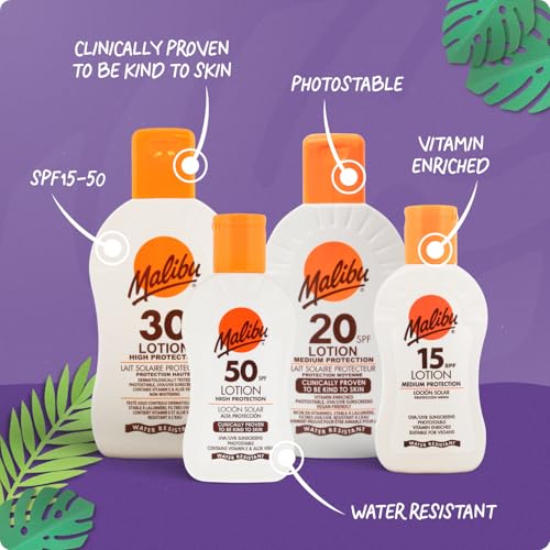 Malibu Hoher Schutz, wasserbeständig, Vitamin angereichert, LSF 30, Sonnencreen-Lotion, 100 ml – Ansicht 2